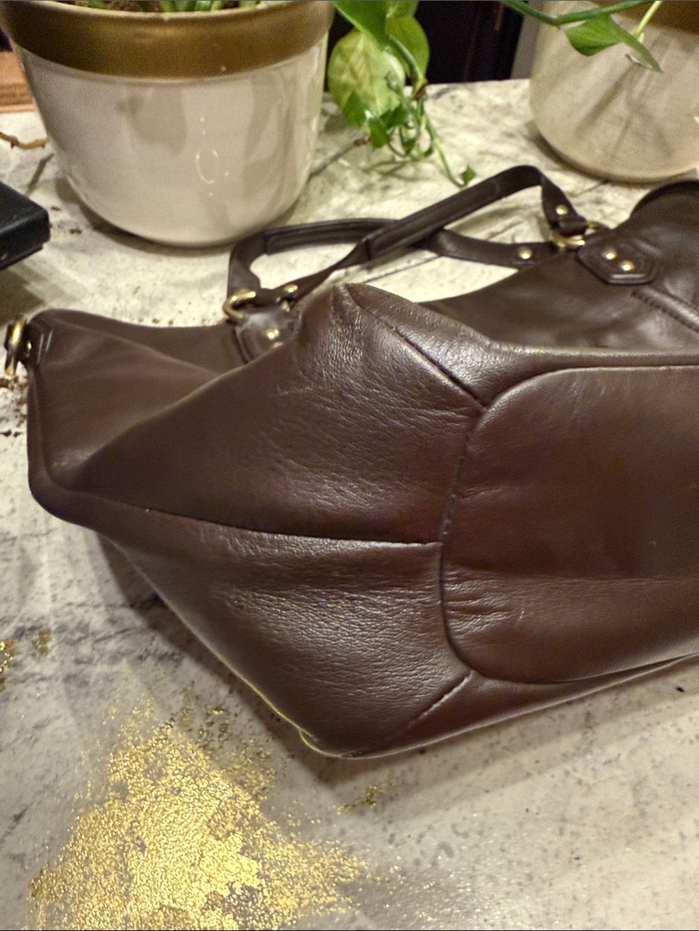 Coach Campbell Izzy 2 way Tote F24683 Brown Leather Large Satchel Shoulder Bag - Picture 7 of 9